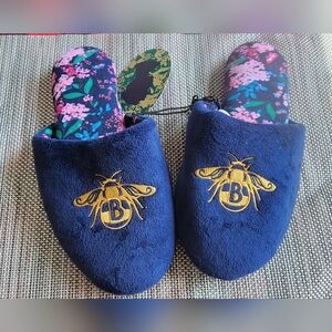 Bridgerton Women’s Slippers Navy Blue Bee Embroidered NWT Size 6
